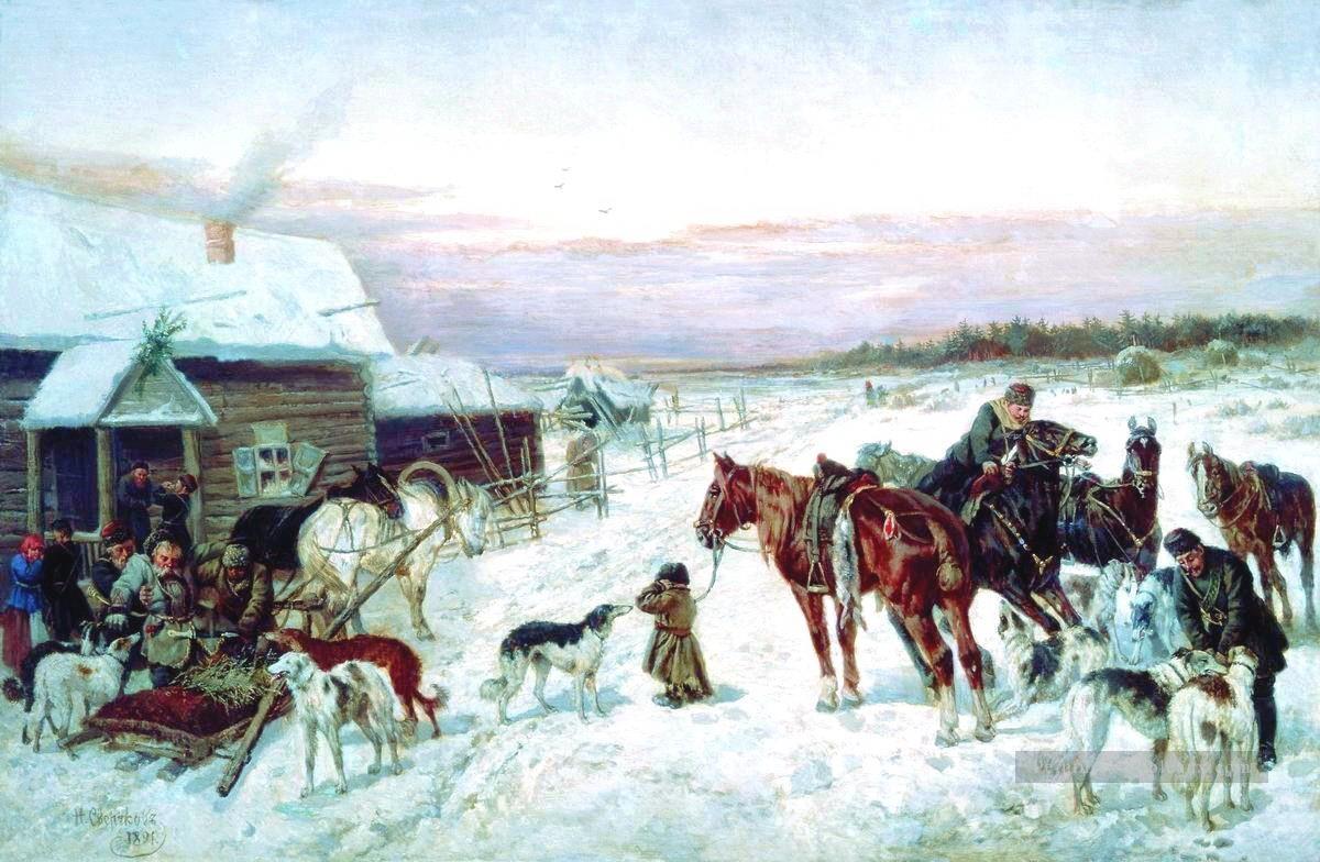 nikolai sverchkov à l’hiver chasse Peintures à l'huile